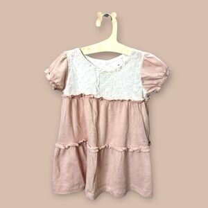 [KID] Japan Import Toddler Shirt 80cm White & Pink | Back Button Blouse